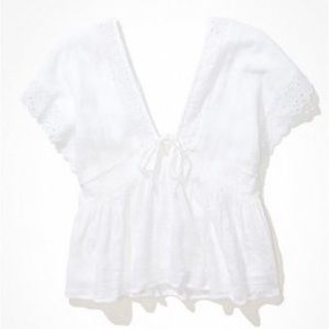 NWT AE V-Neck Babydoll Blouse